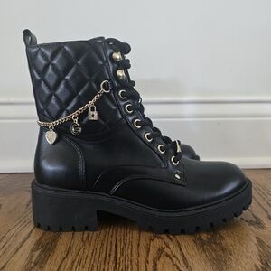 GBG Los Angeles Black Quilted Combat Boots